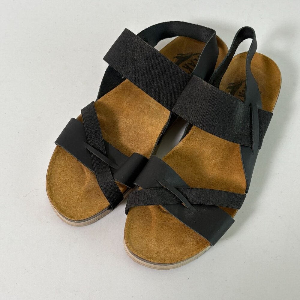 Plakton Sandals Womens Size 8 EU 39 Black Strappy Comfort Gel Touch